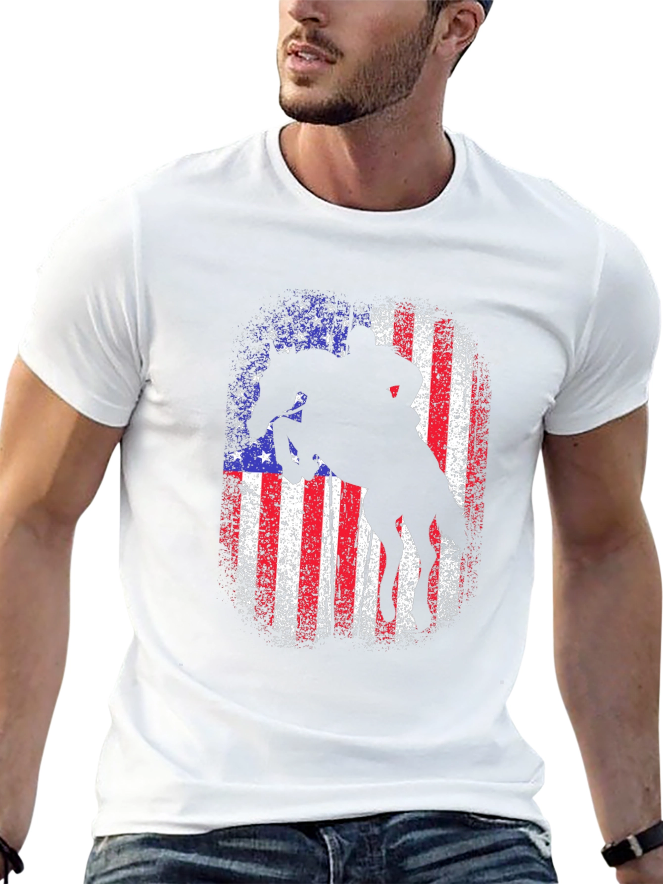 American Rodeo T-Shirt - Patriotic Rider Design