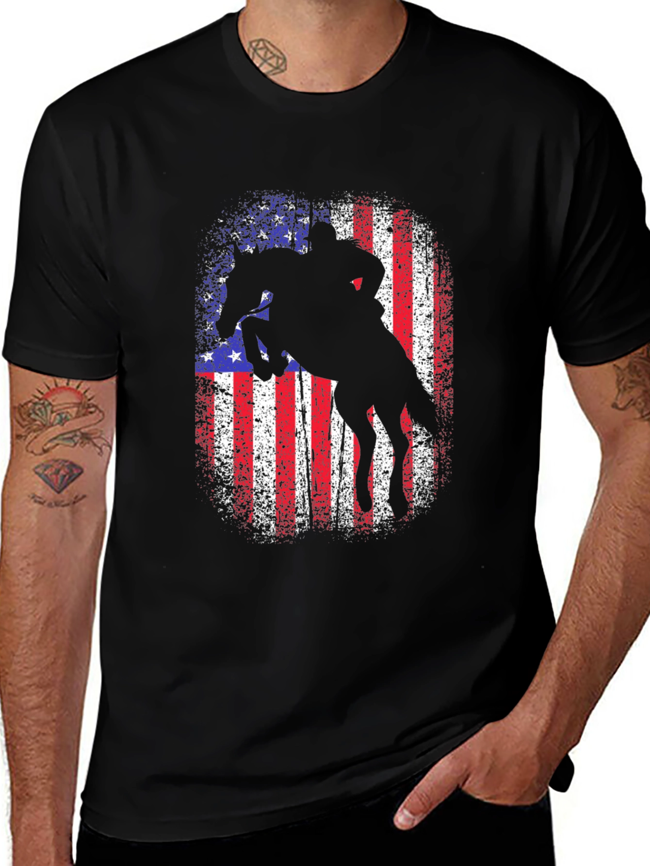 American Rodeo T-Shirt - Patriotic Rider Design