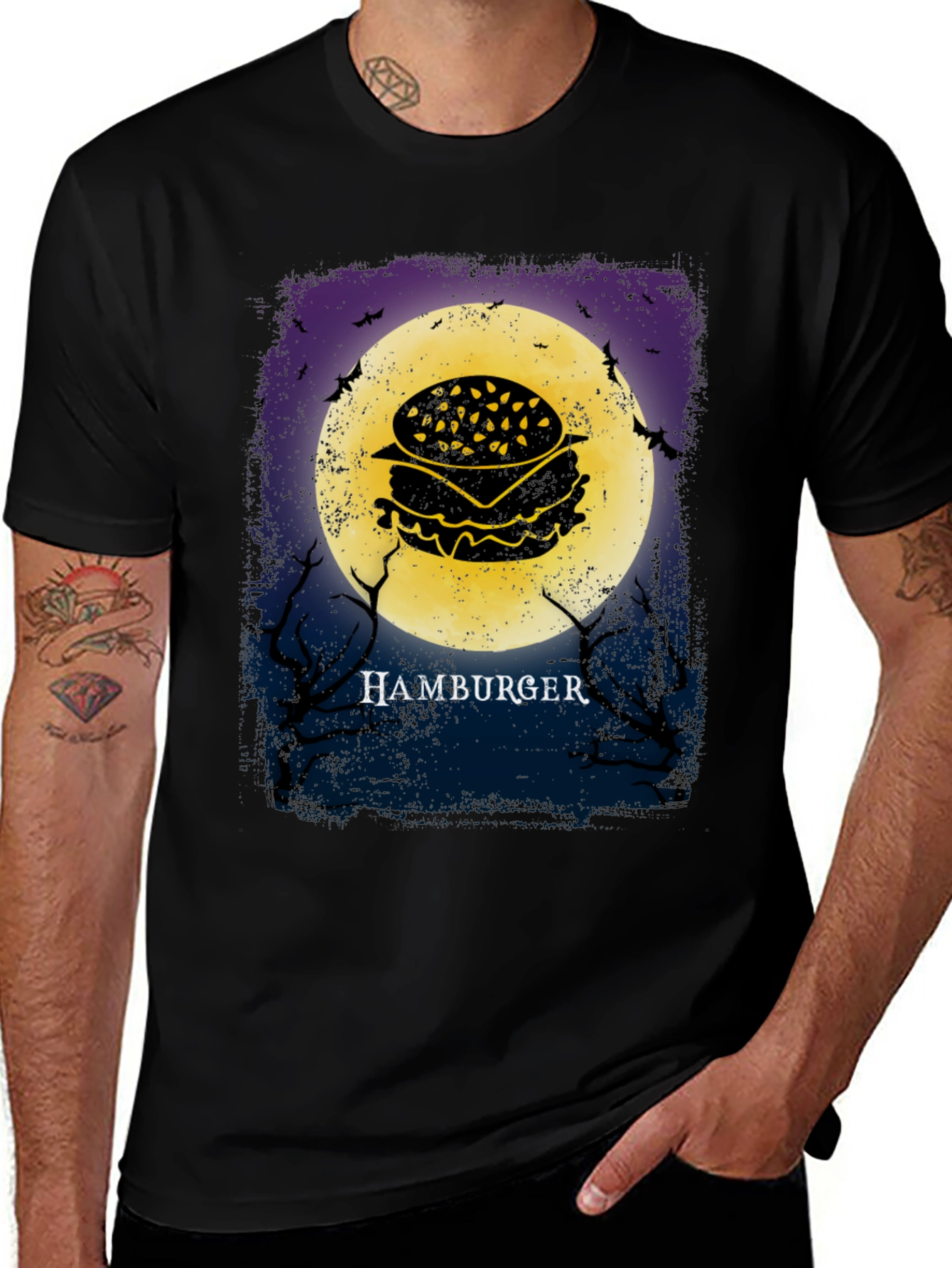 Hamburger Moon Halloween T-Shirt