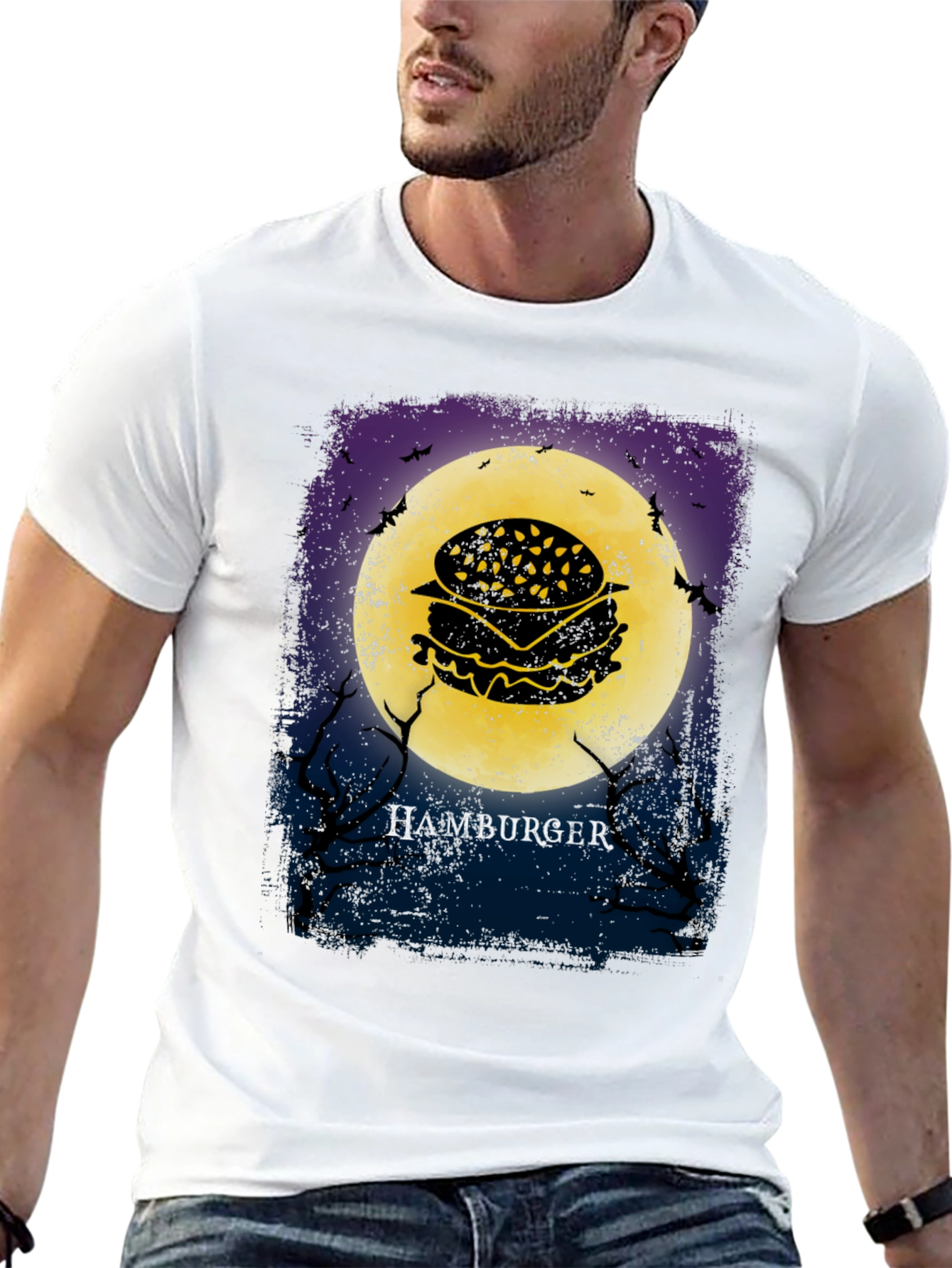 Hamburger Moon Halloween T-Shirt