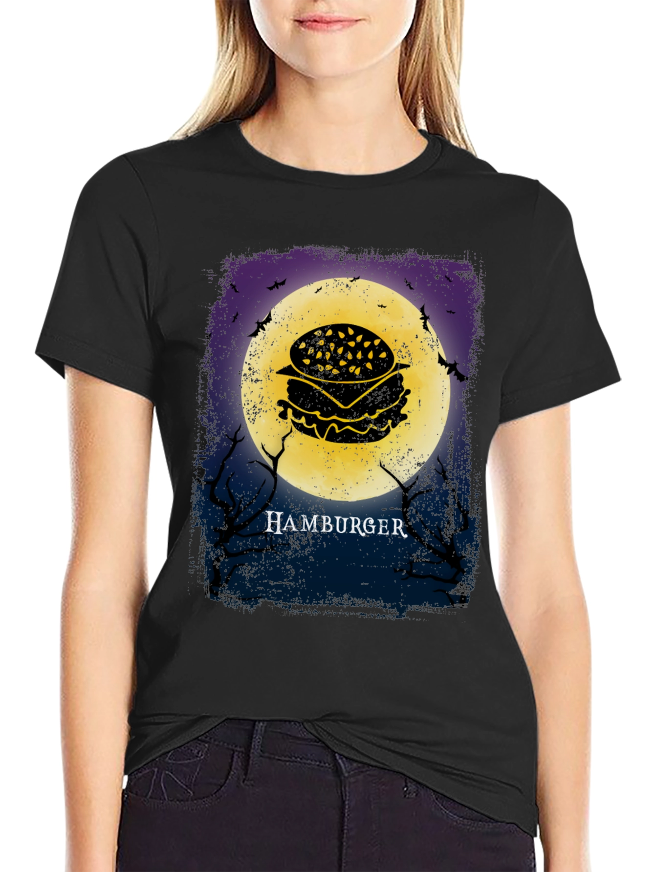 Hamburger Moon Halloween T-Shirt