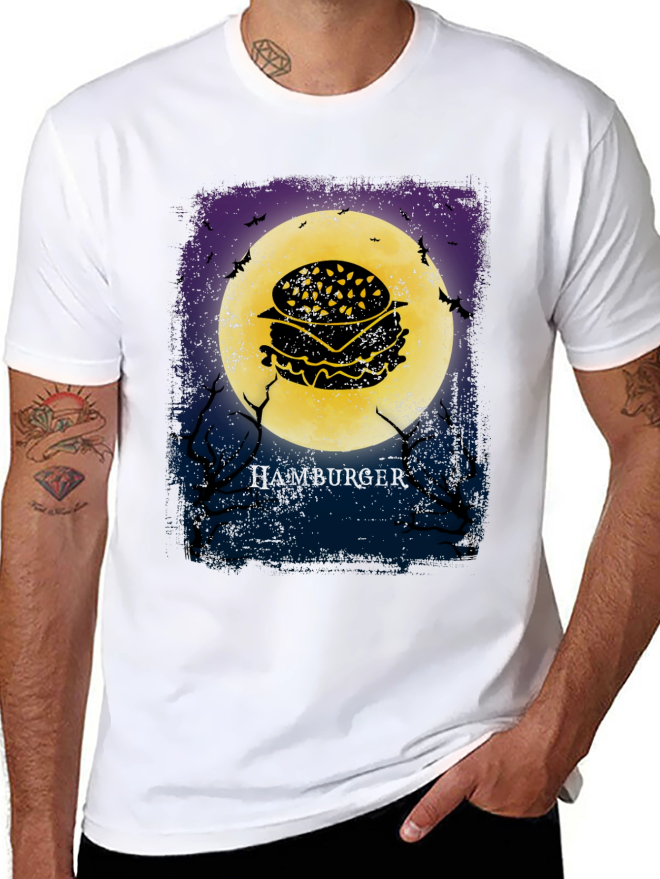 Hamburger Moon Halloween T-Shirt