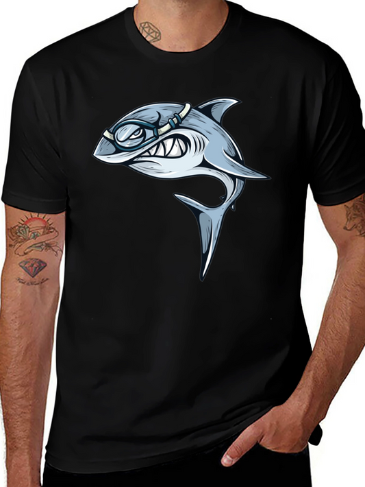 Shark with Goggles Graphic T-Shirt - Black