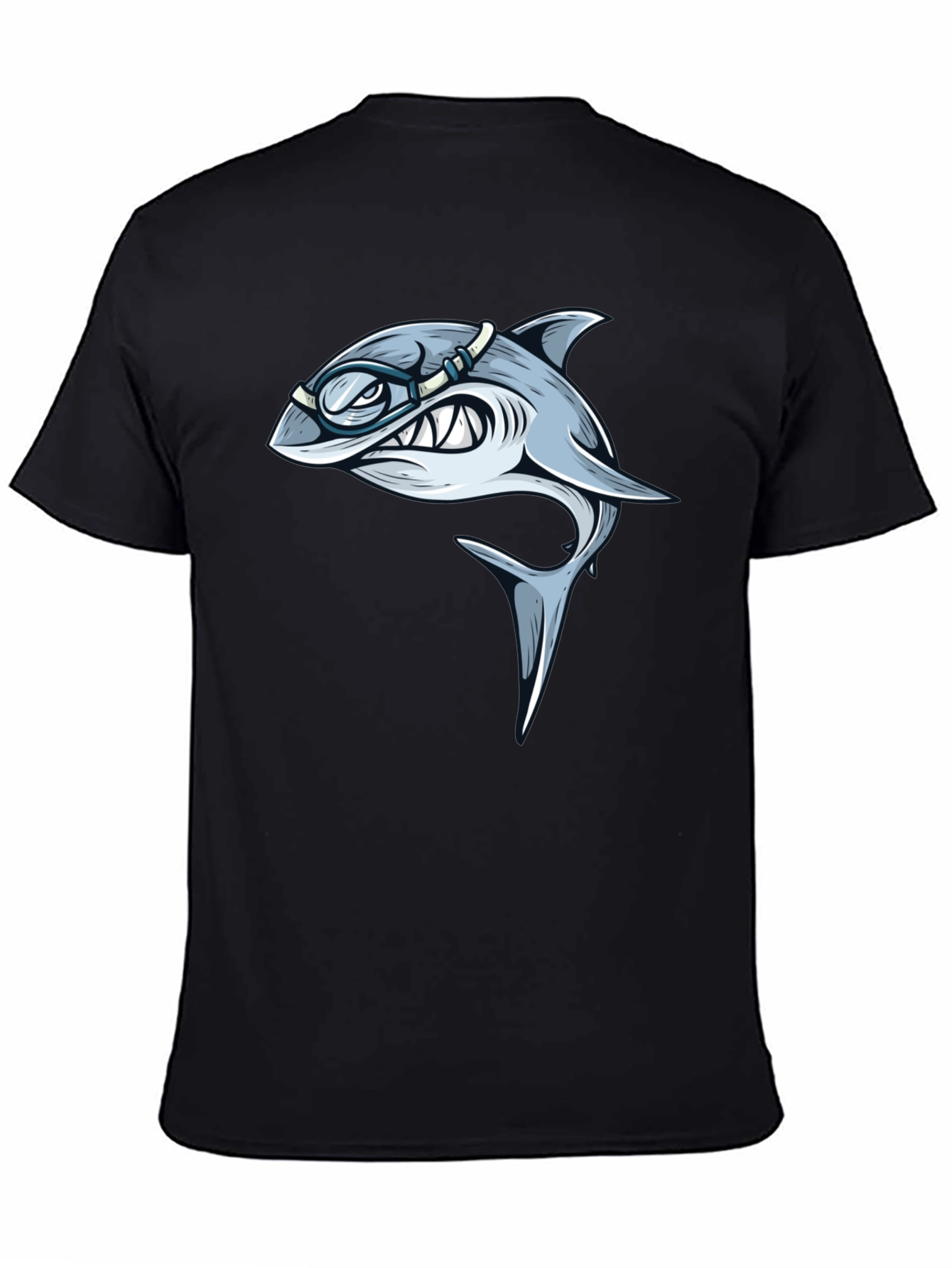 Shark with Goggles Graphic T-Shirt - Black