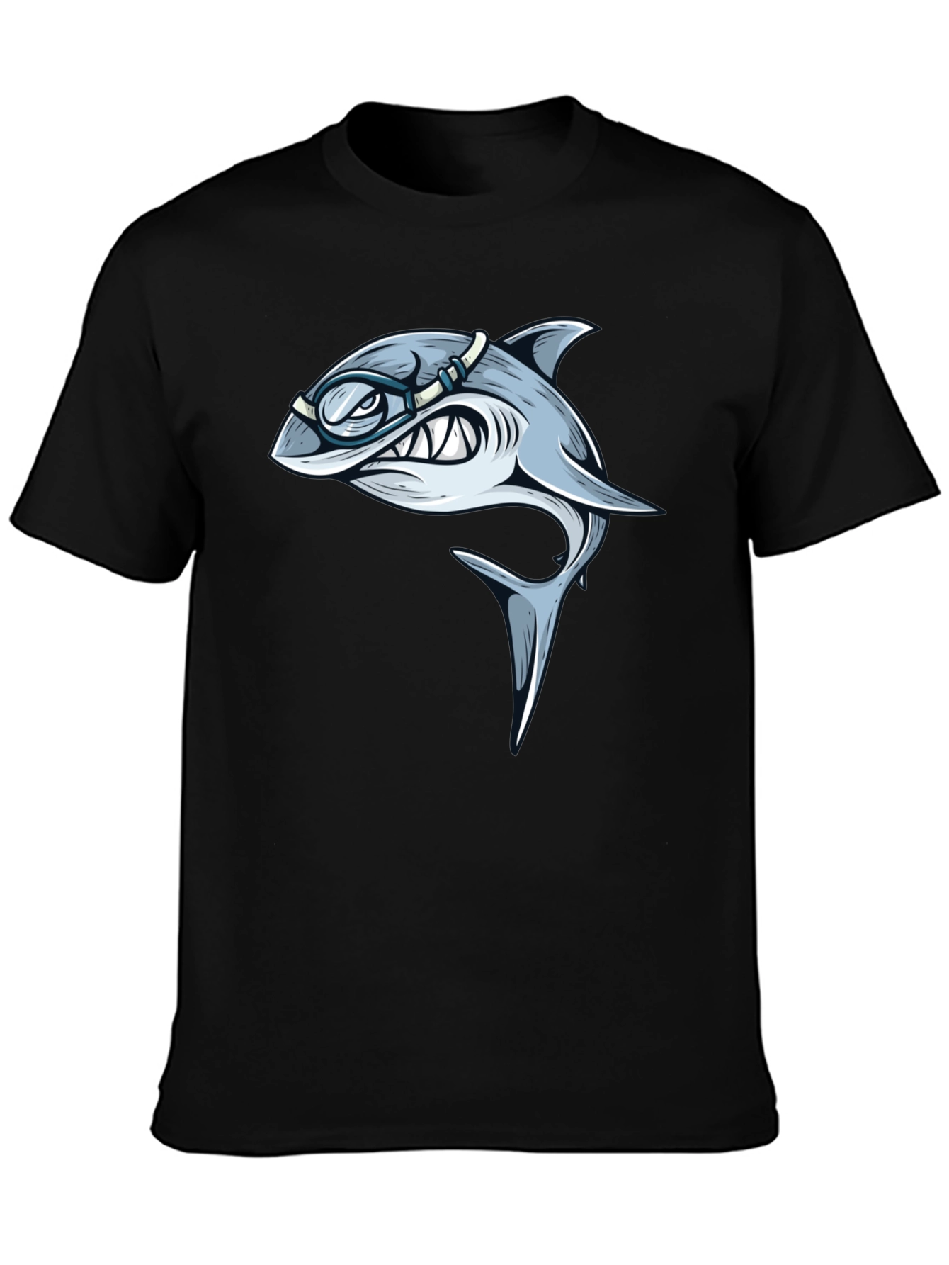 Shark with Goggles Graphic T-Shirt - Black
