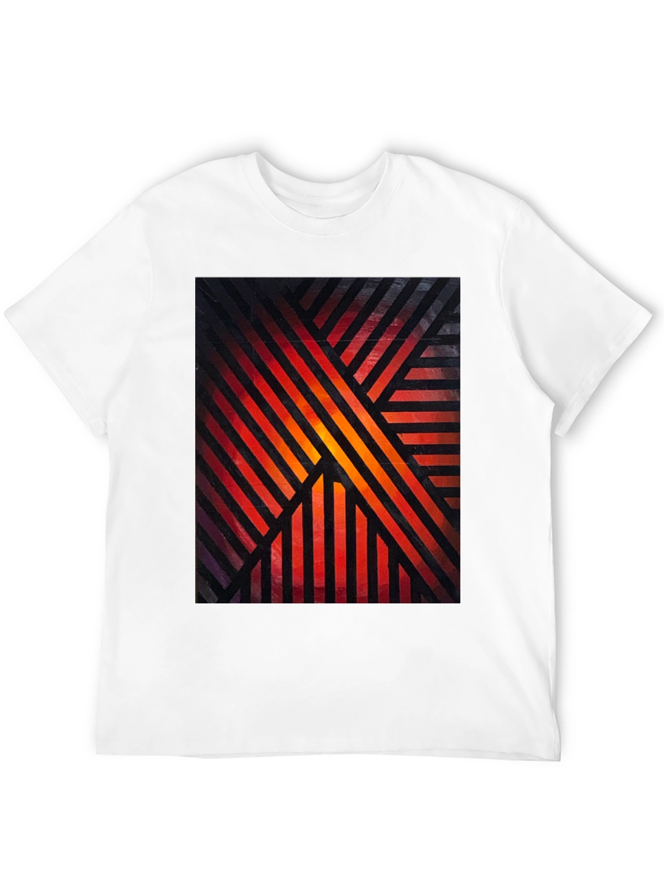 Abstract Geometric Striped Graphic Print Tee