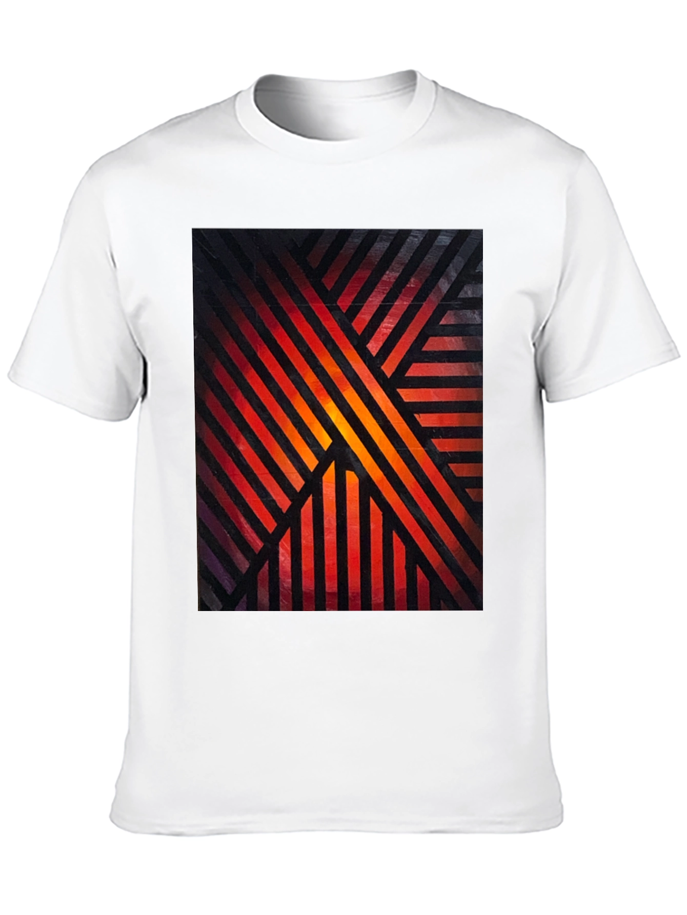 Abstract Geometric Striped Graphic Print Tee