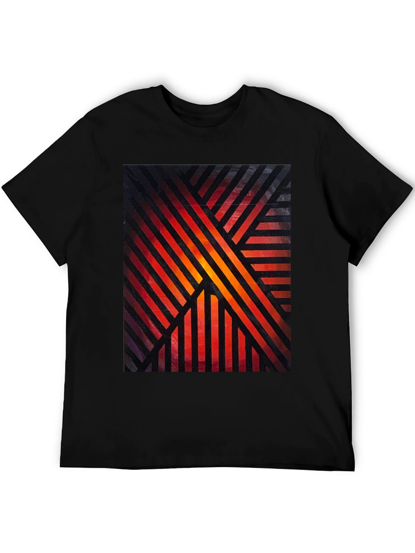 Abstract Geometric Striped Graphic Print Tee