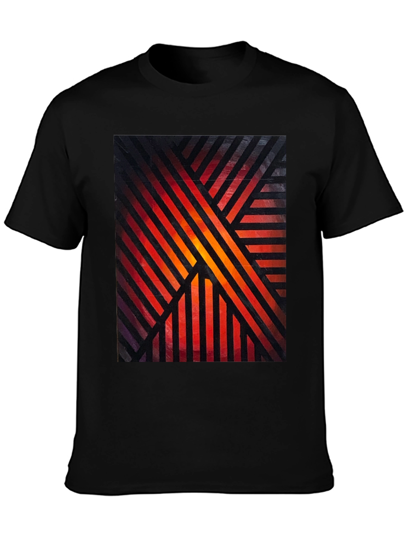 Abstract Geometric Striped Graphic Print Tee