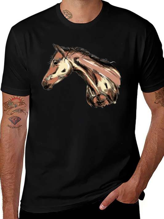 Horse Graphic T-Shirt - Mens Black Tee