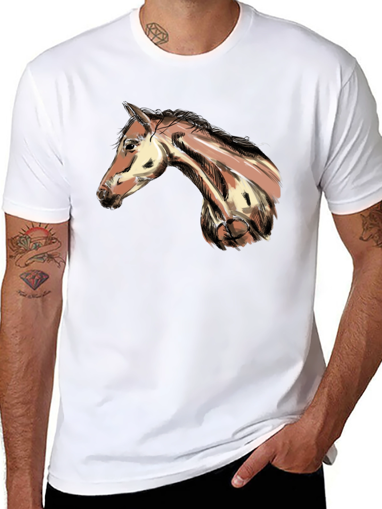 Horse Graphic T-Shirt - Mens Black Tee