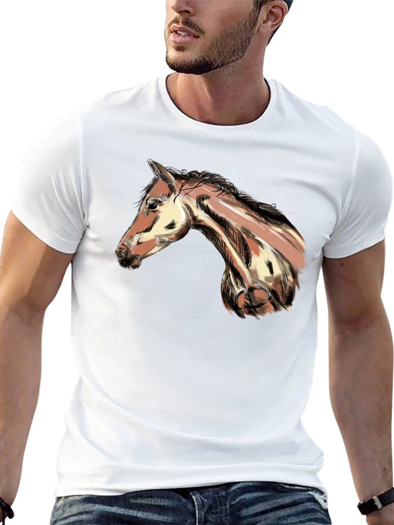 Horse Graphic T-Shirt - Mens Black Tee