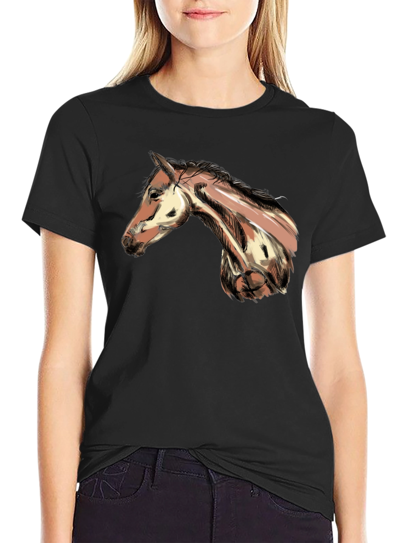 Horse Graphic T-Shirt - Mens Black Tee