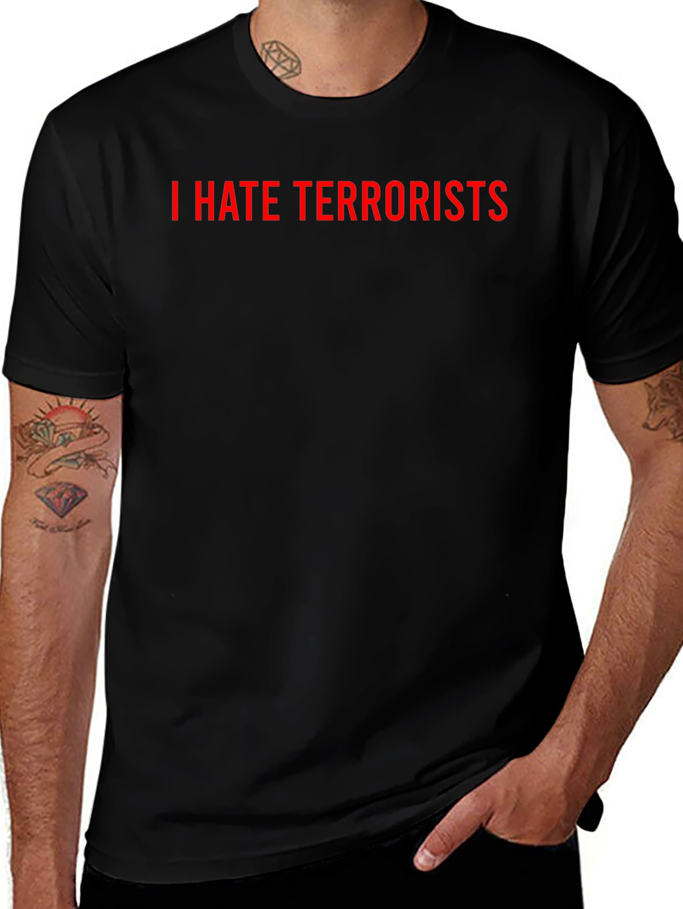 I HATE TERRORISTS Black Graphic T-Shirt