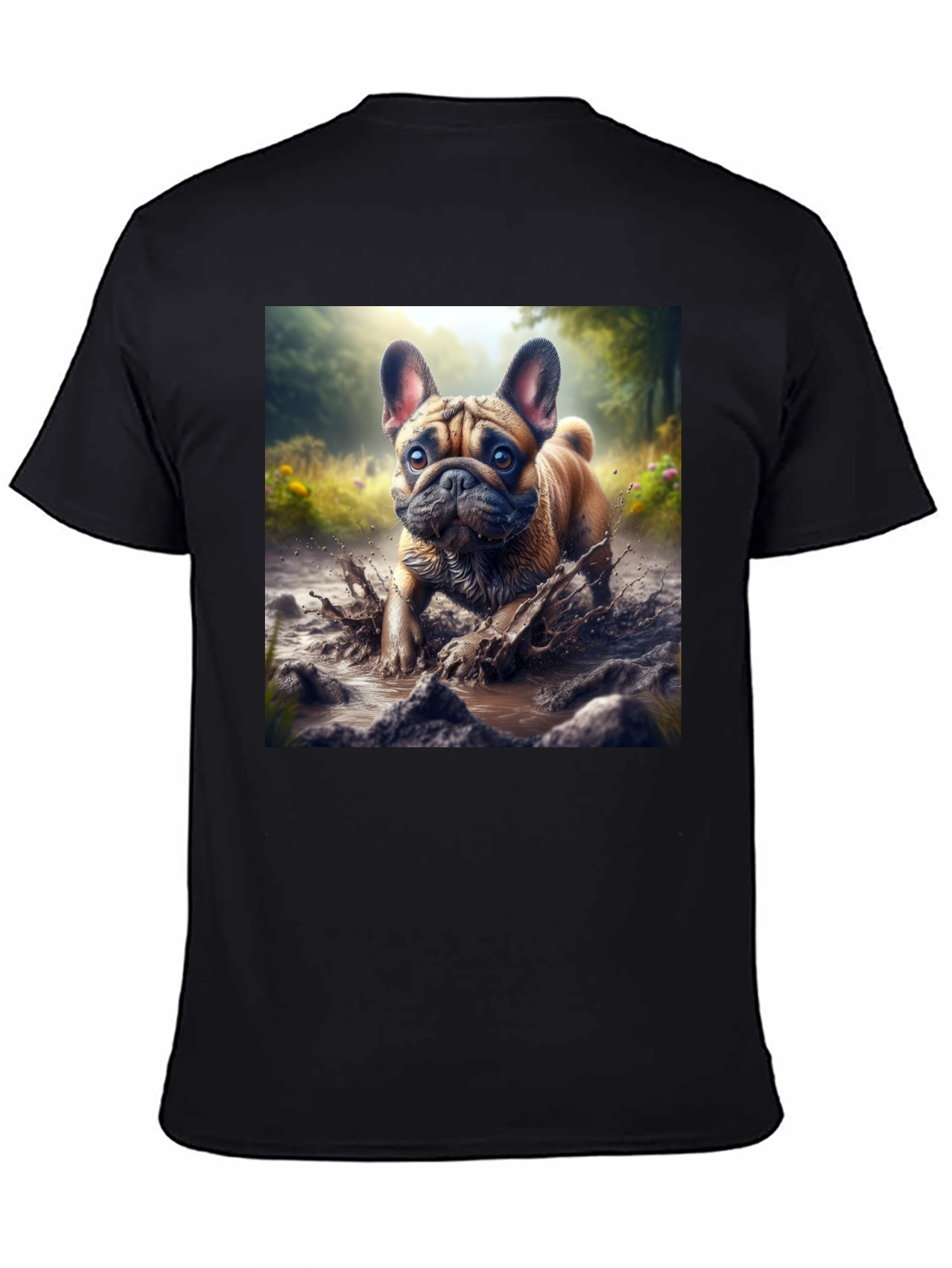 Bulldog Muddy Paws Graphic Tee - Black Cotton