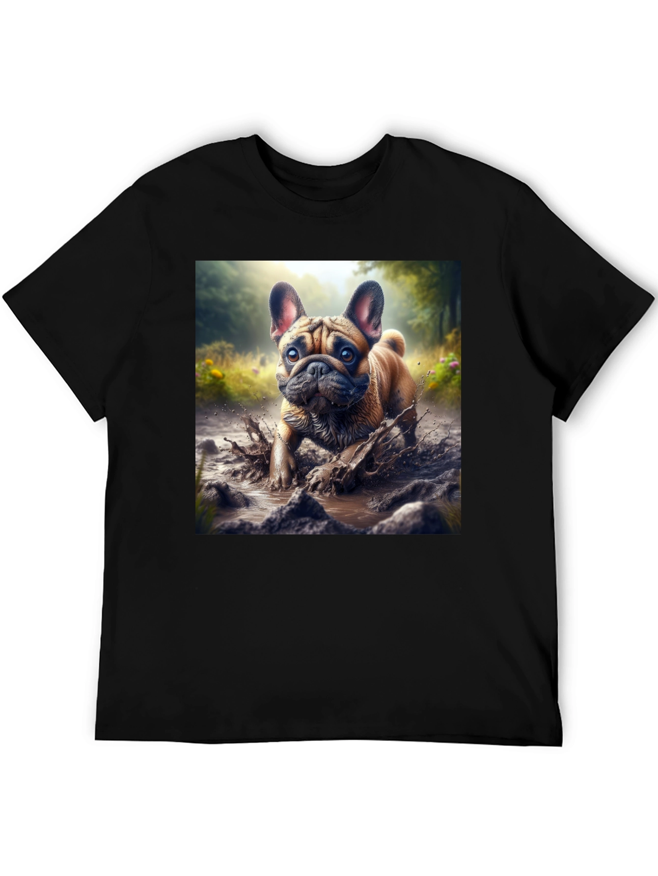 Bulldog Muddy Paws Graphic Tee - Black Cotton