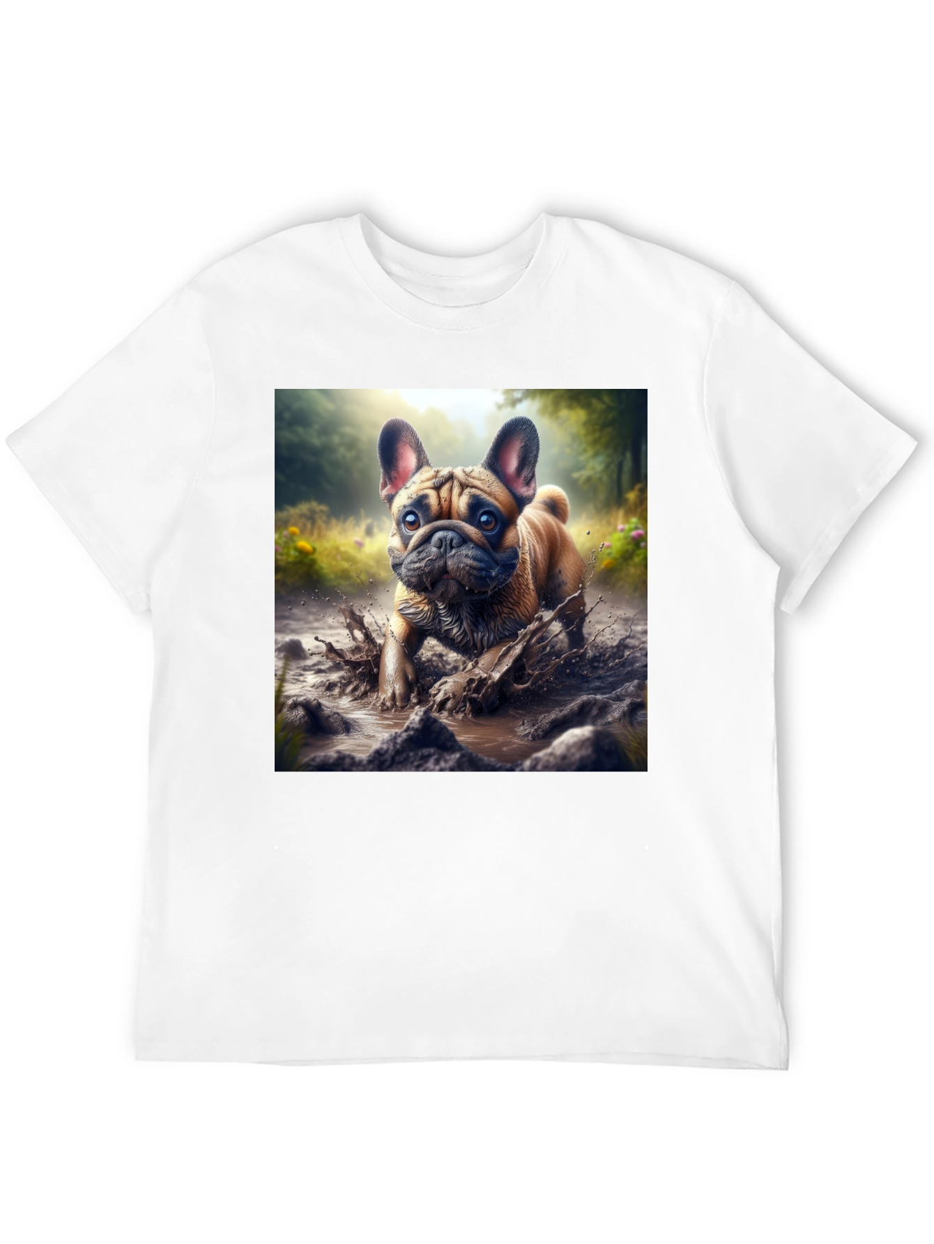 Bulldog Muddy Paws Graphic Tee - Black Cotton