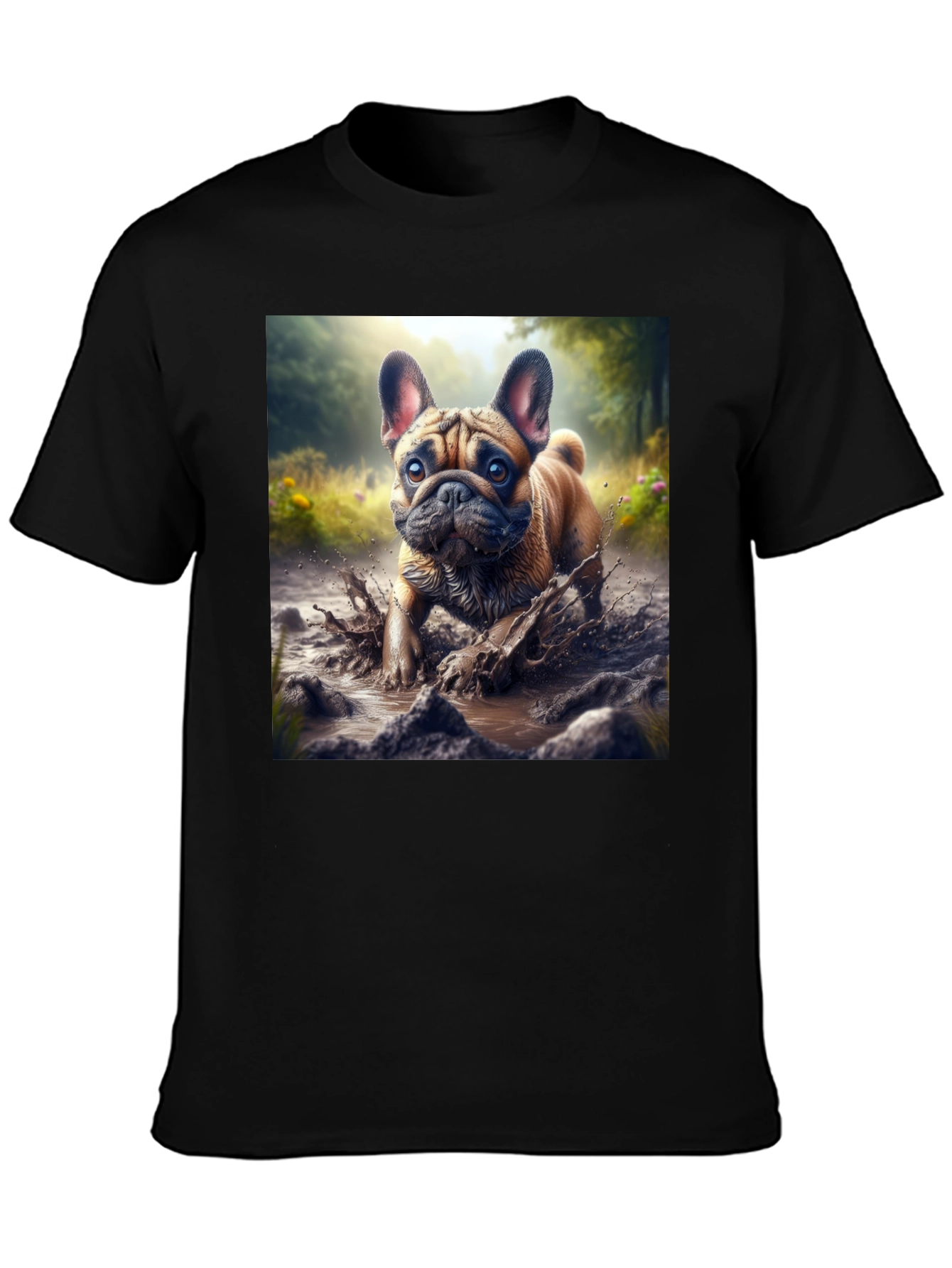 Bulldog Muddy Paws Graphic Tee - Black Cotton