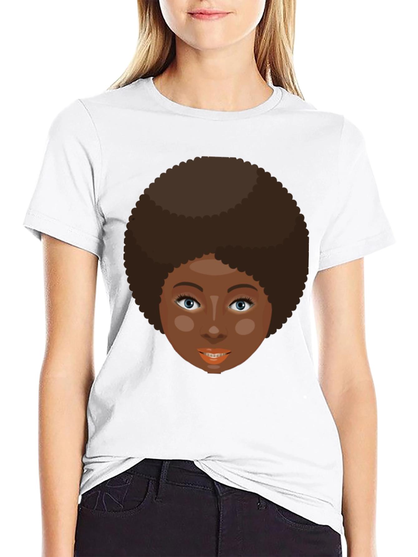 Retro Afro Woman Graphic T-Shirt - Black