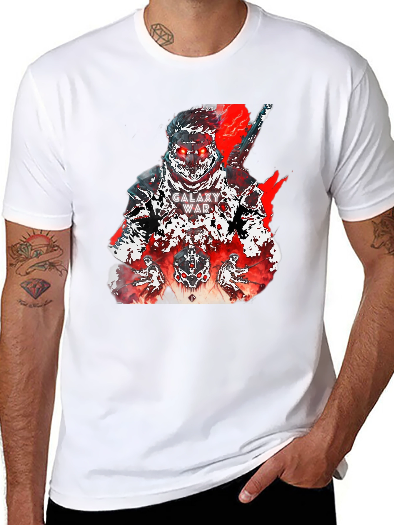 Galaxy War Graphic Tee - Bold Black Cotton T-Shirt