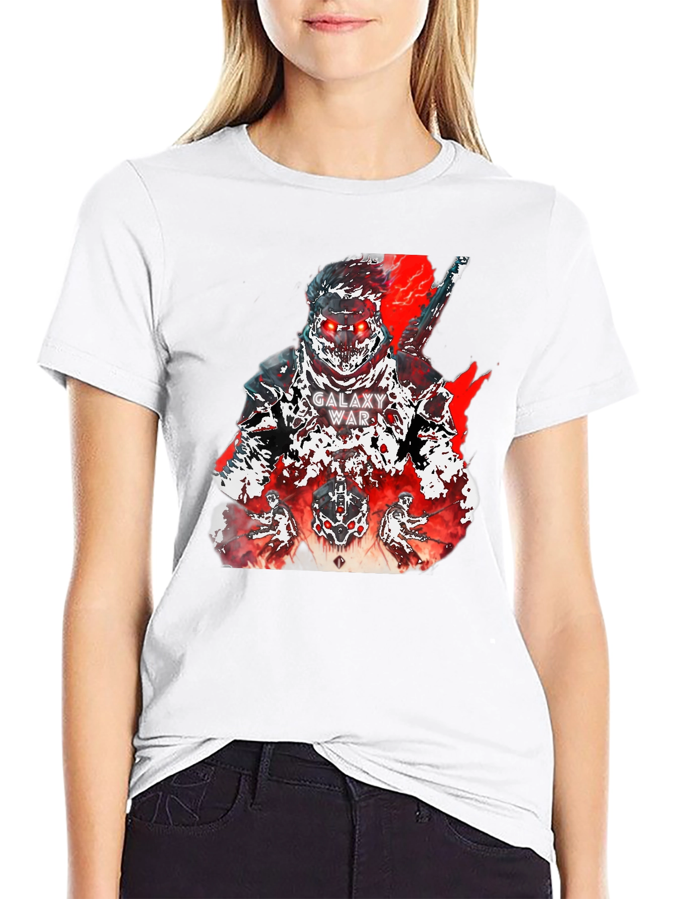 Galaxy War Graphic Tee - Bold Black Cotton T-Shirt