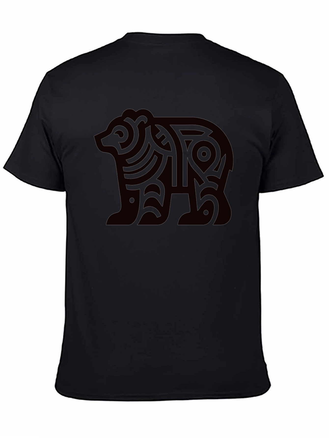 Tribal Bear Graphic Tee - Modern Black T-Shirt