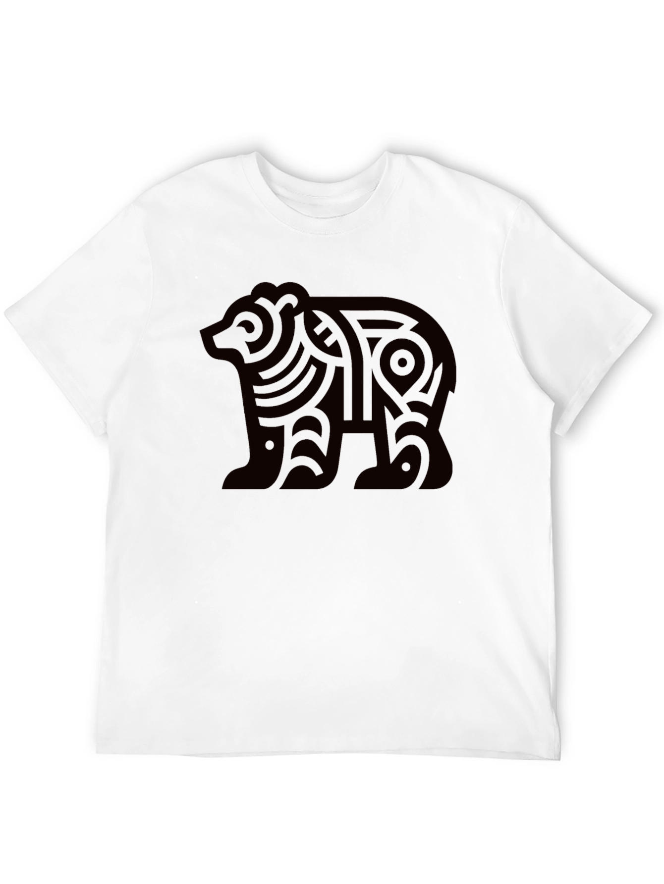 Tribal Bear Graphic Tee - Modern Black T-Shirt