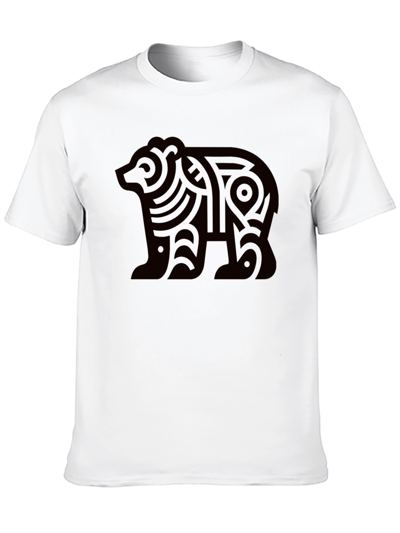 Tribal Bear Graphic Tee - Modern Black T-Shirt