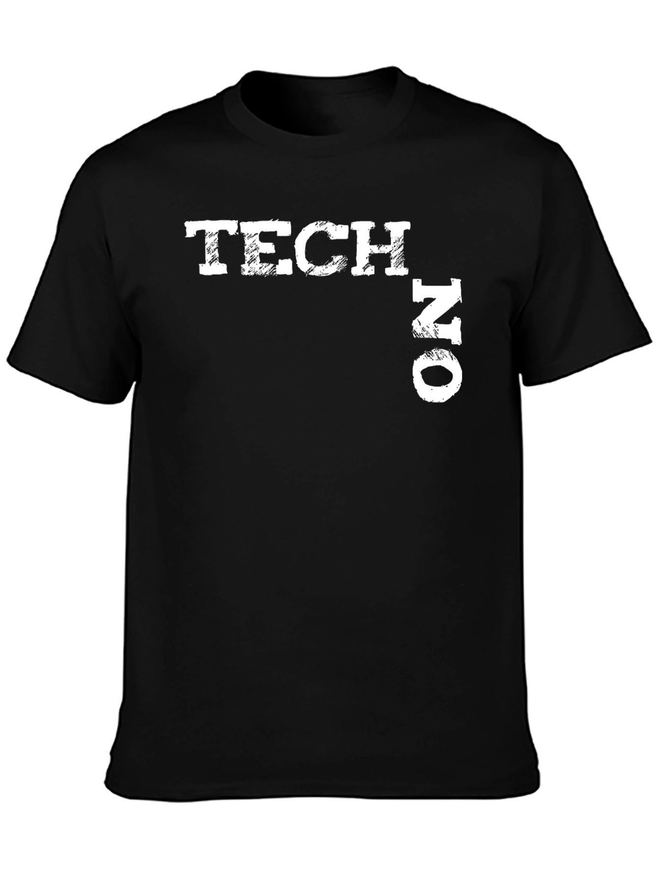 Tech No Distressed Graphic Tee - Black