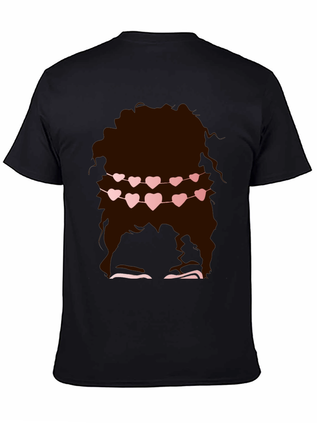Messy Bun Heart Garland Graphic Tee - Valentines Style