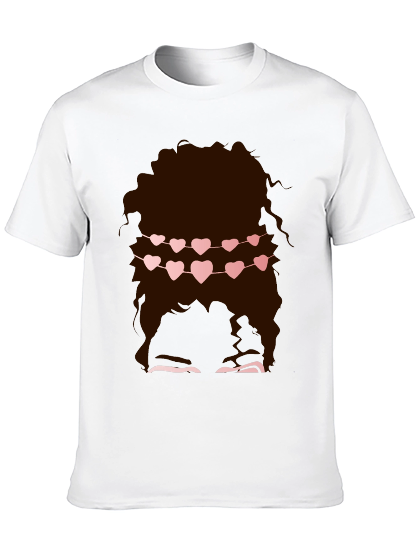 Messy Bun Heart Garland Graphic Tee - Valentines Style