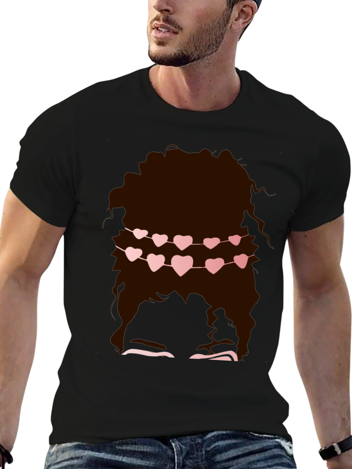Messy Bun Heart Garland Graphic Tee - Valentines Style