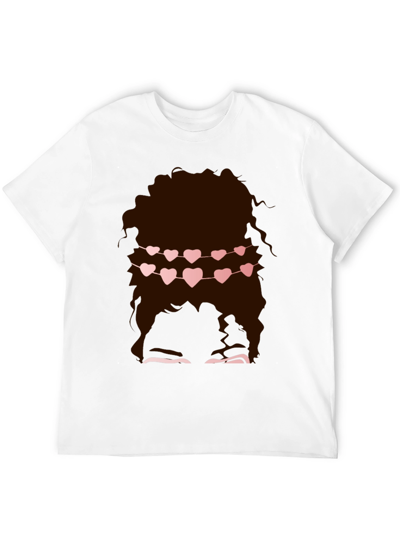 Messy Bun Heart Garland Graphic Tee - Valentines Style