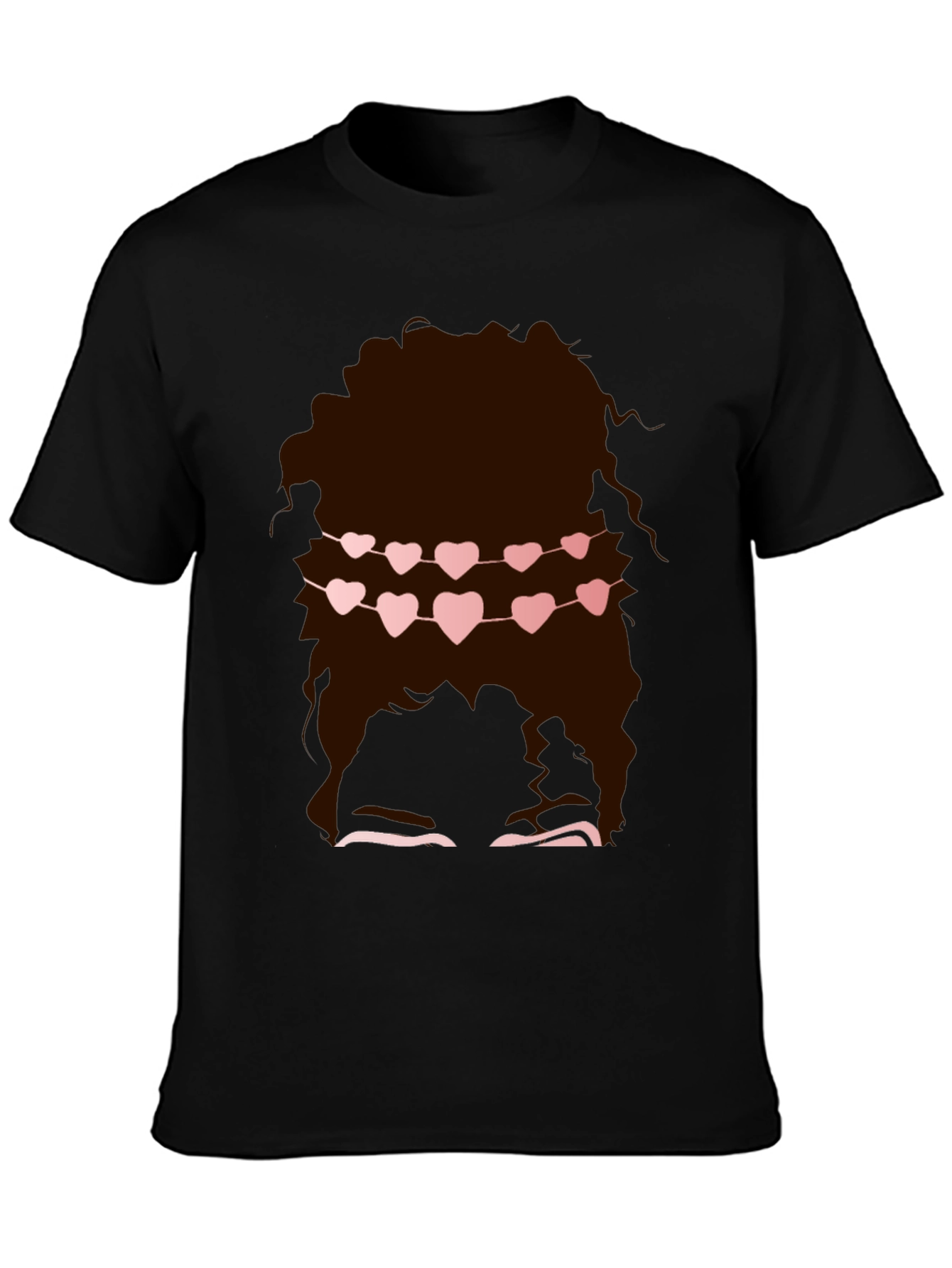 Messy Bun Heart Garland Graphic Tee - Valentines Style