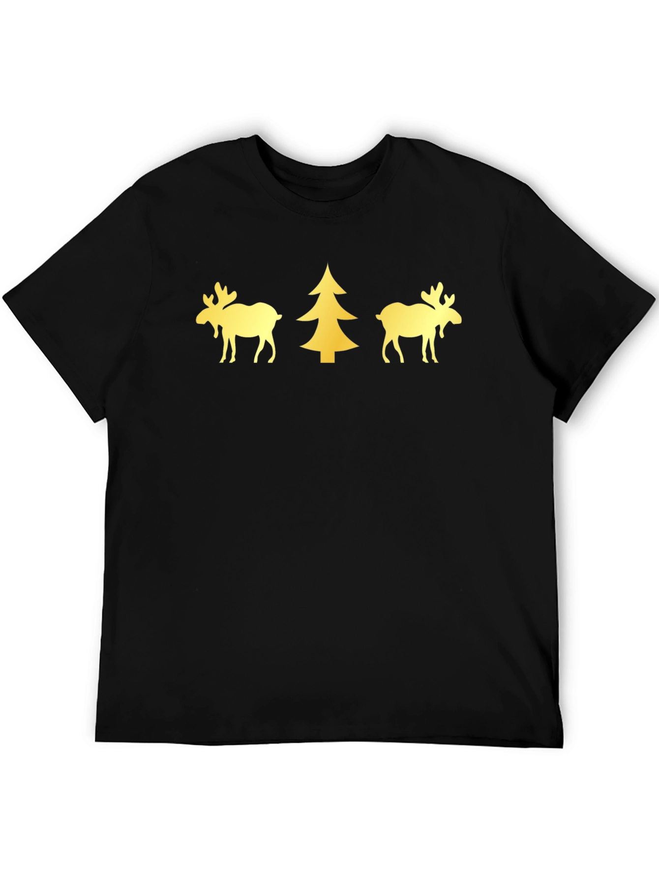 Festive Moose & Tree Graphic Tee - Black