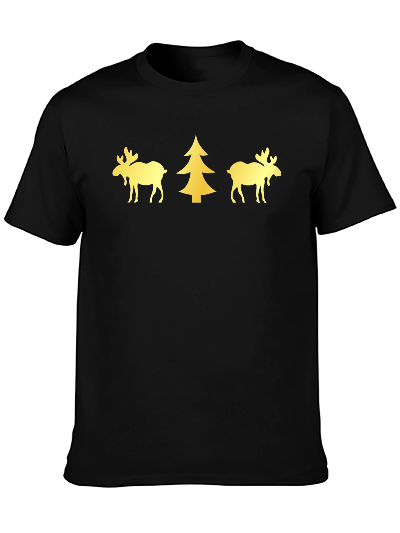 Festive Moose & Tree Graphic Tee - Black