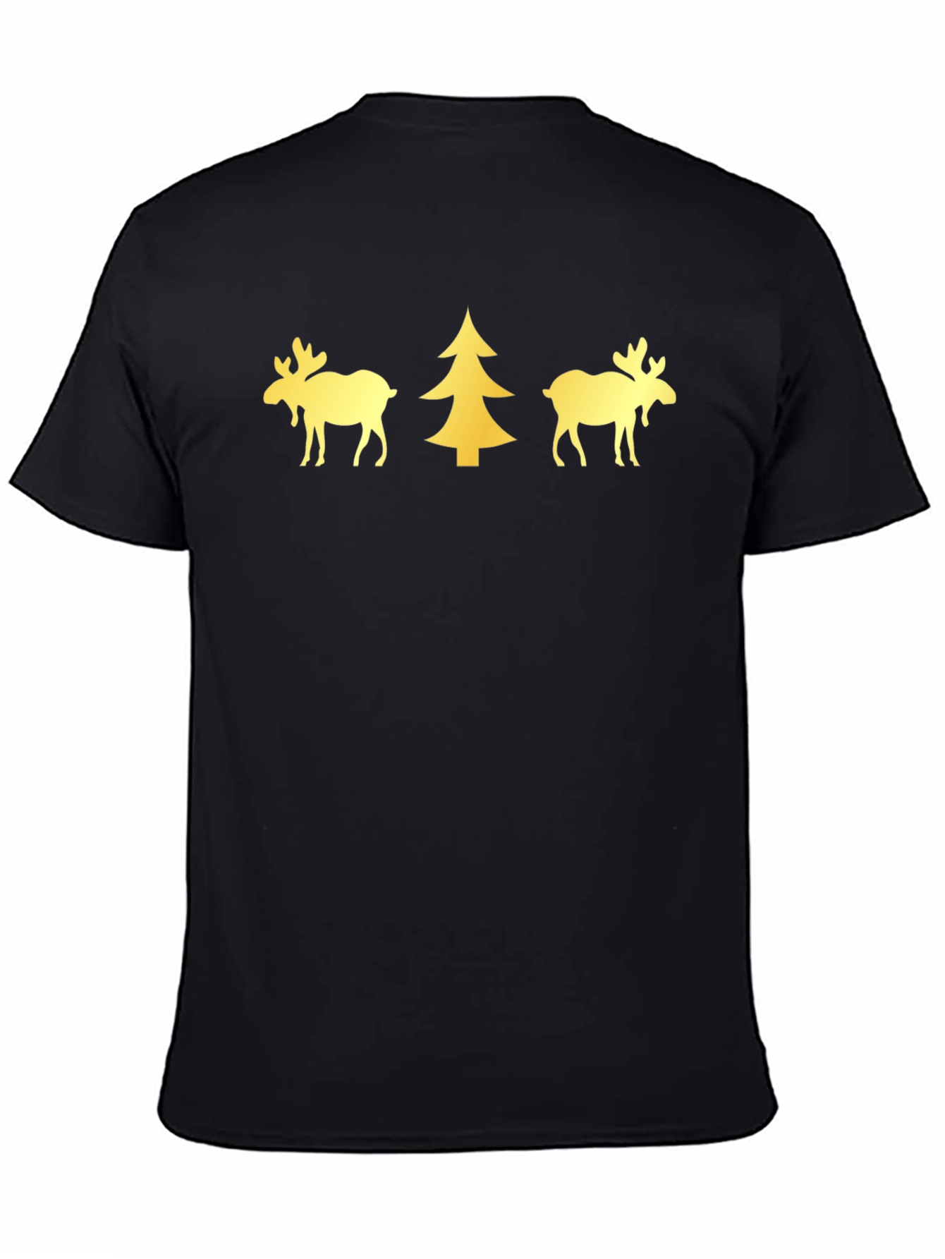 Festive Moose & Tree Graphic Tee - Black