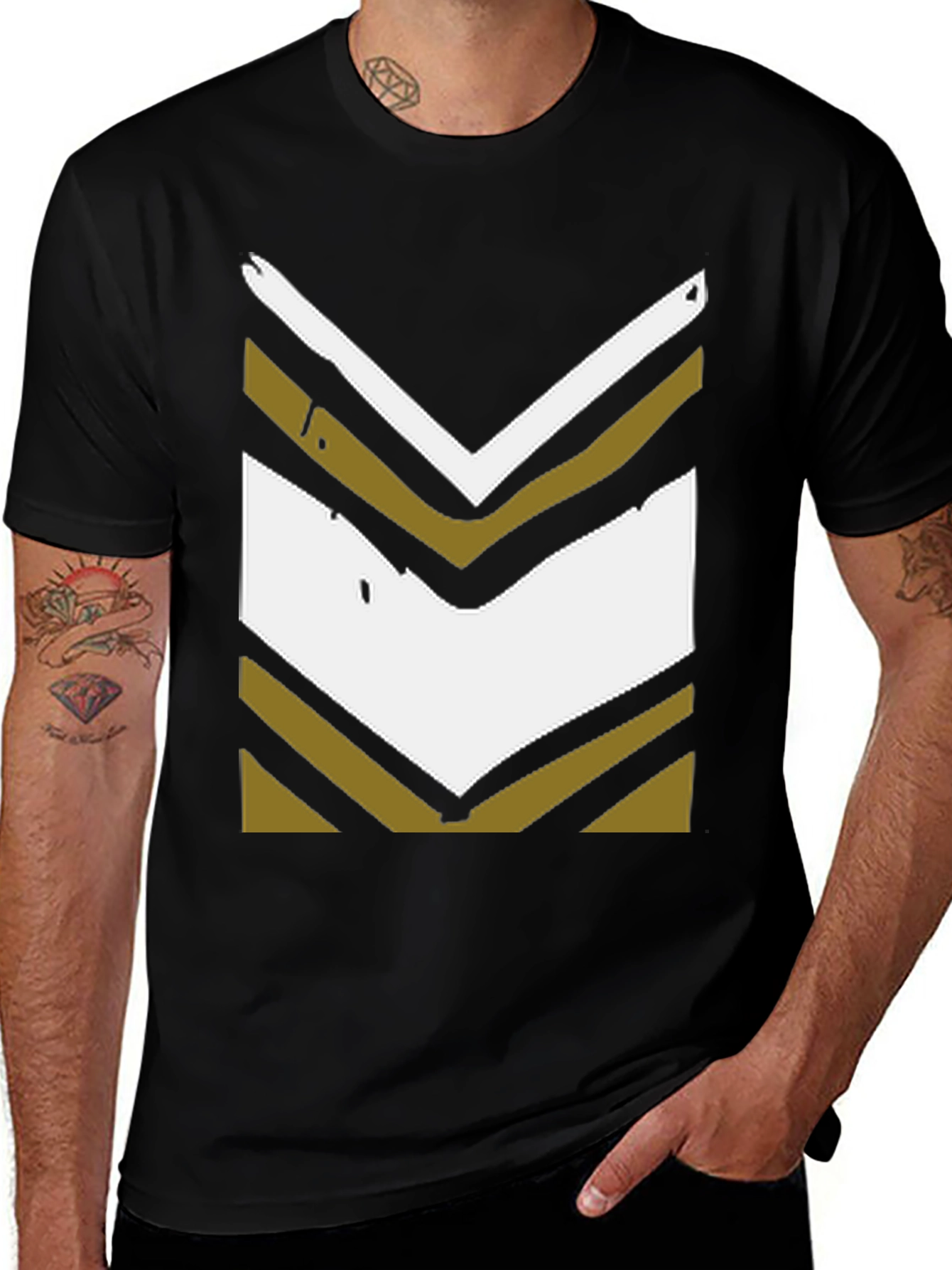Retro Chevron Graphic Tee - Black