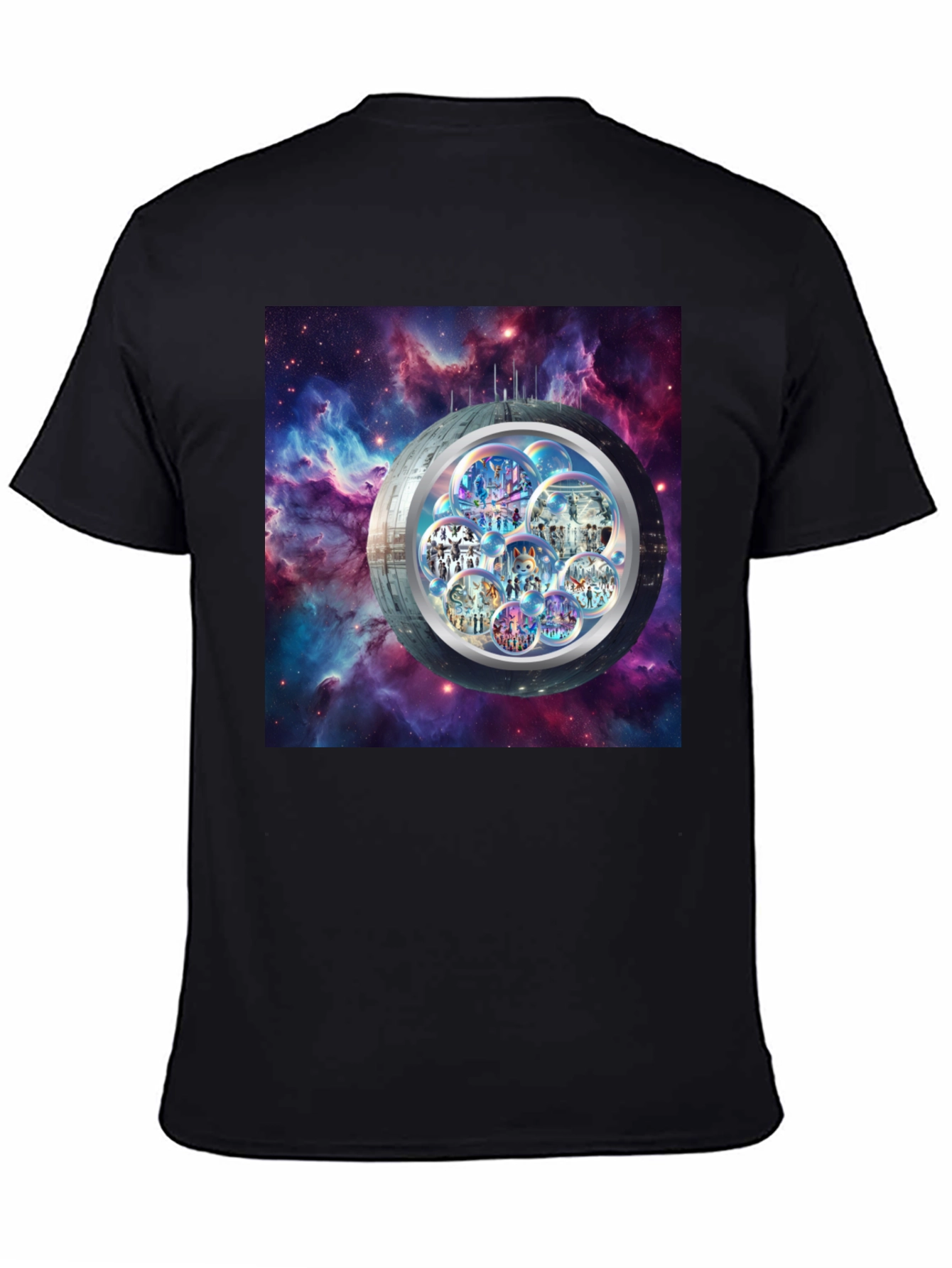 Galaxy Bubble World Black T-Shirt