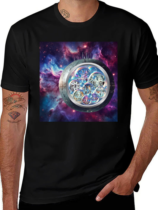 Galaxy Bubble World Black T-Shirt