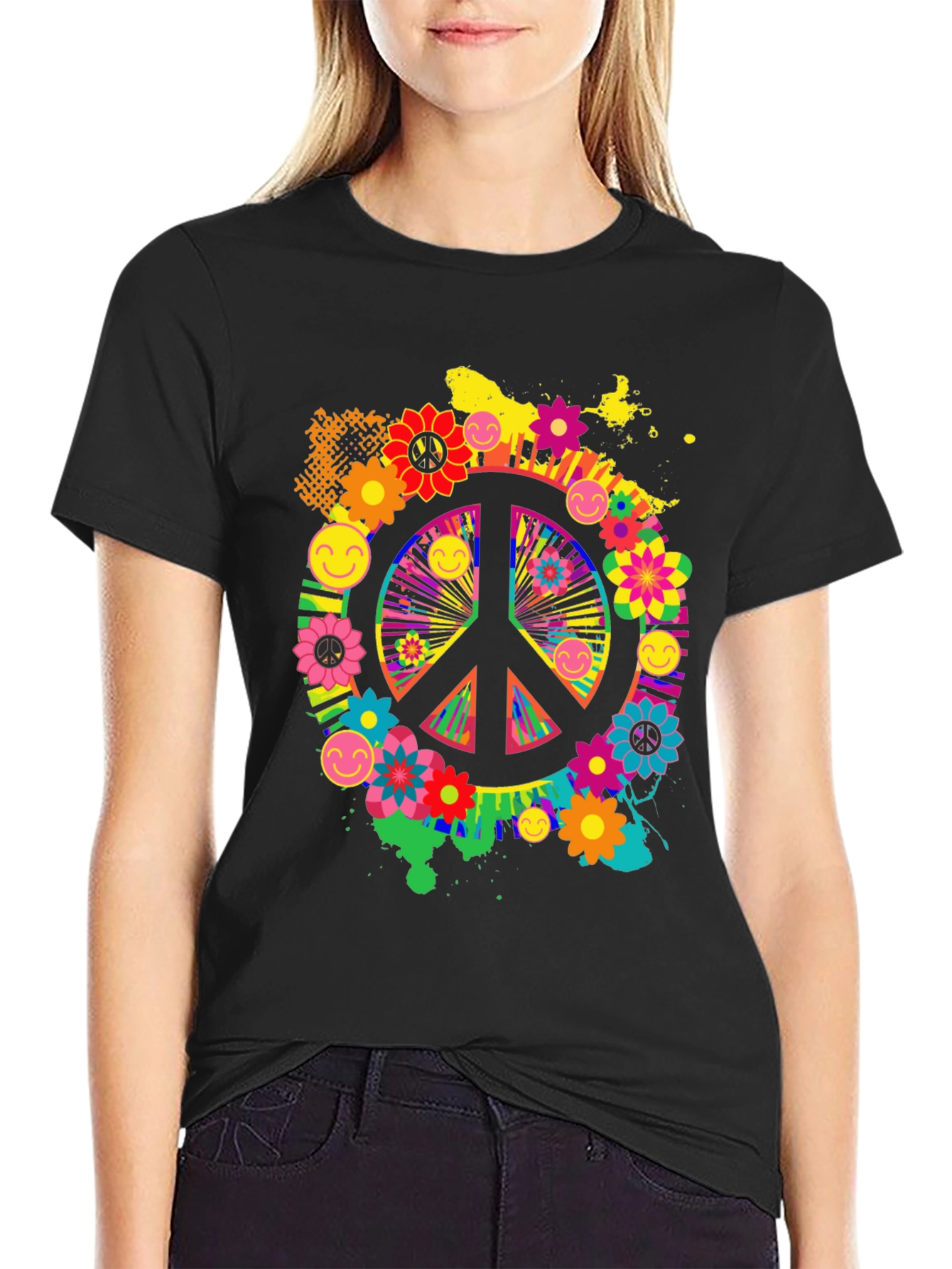 Groovy Peace Sign Graphic Tee - Retro Style