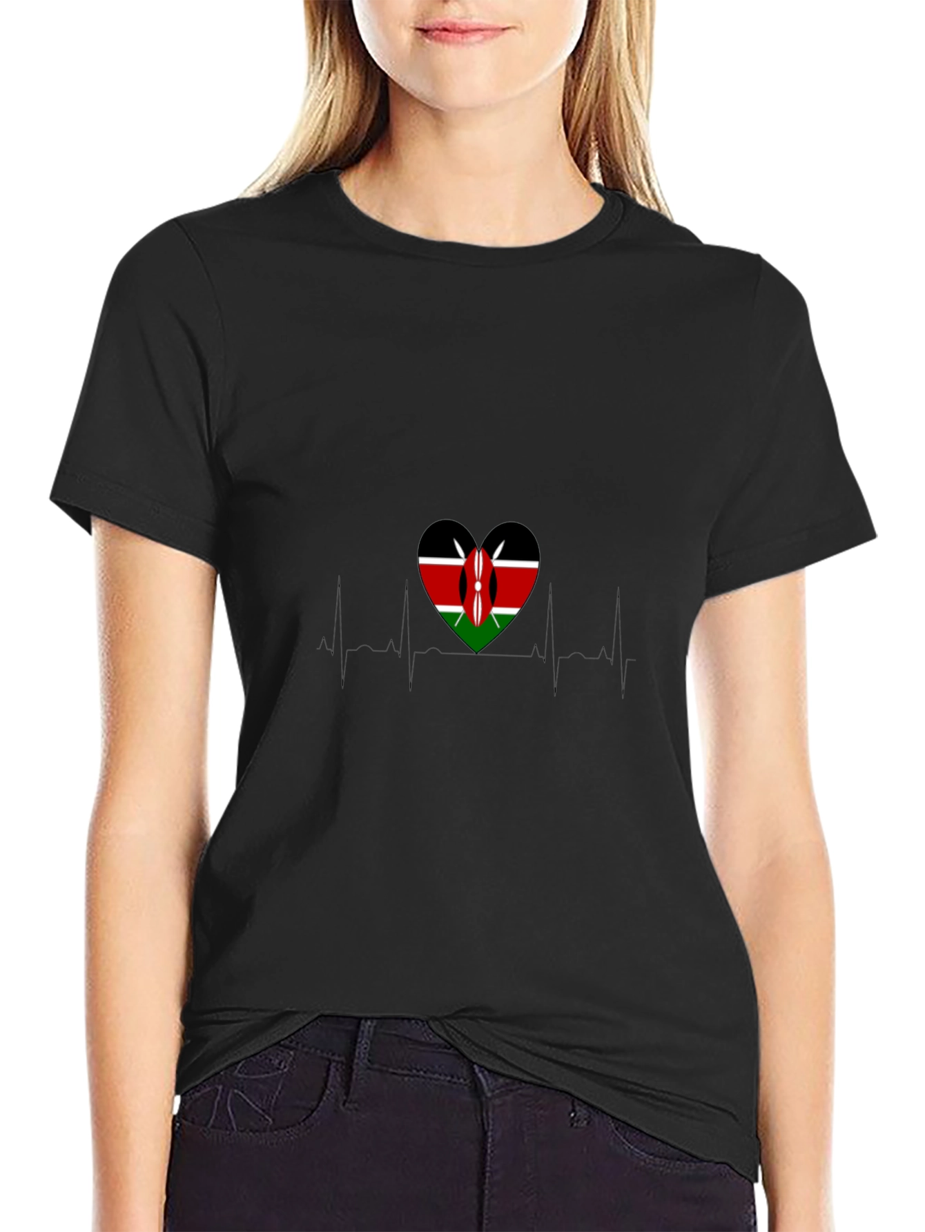 Kenyan Flag Heartbeat T-Shirt