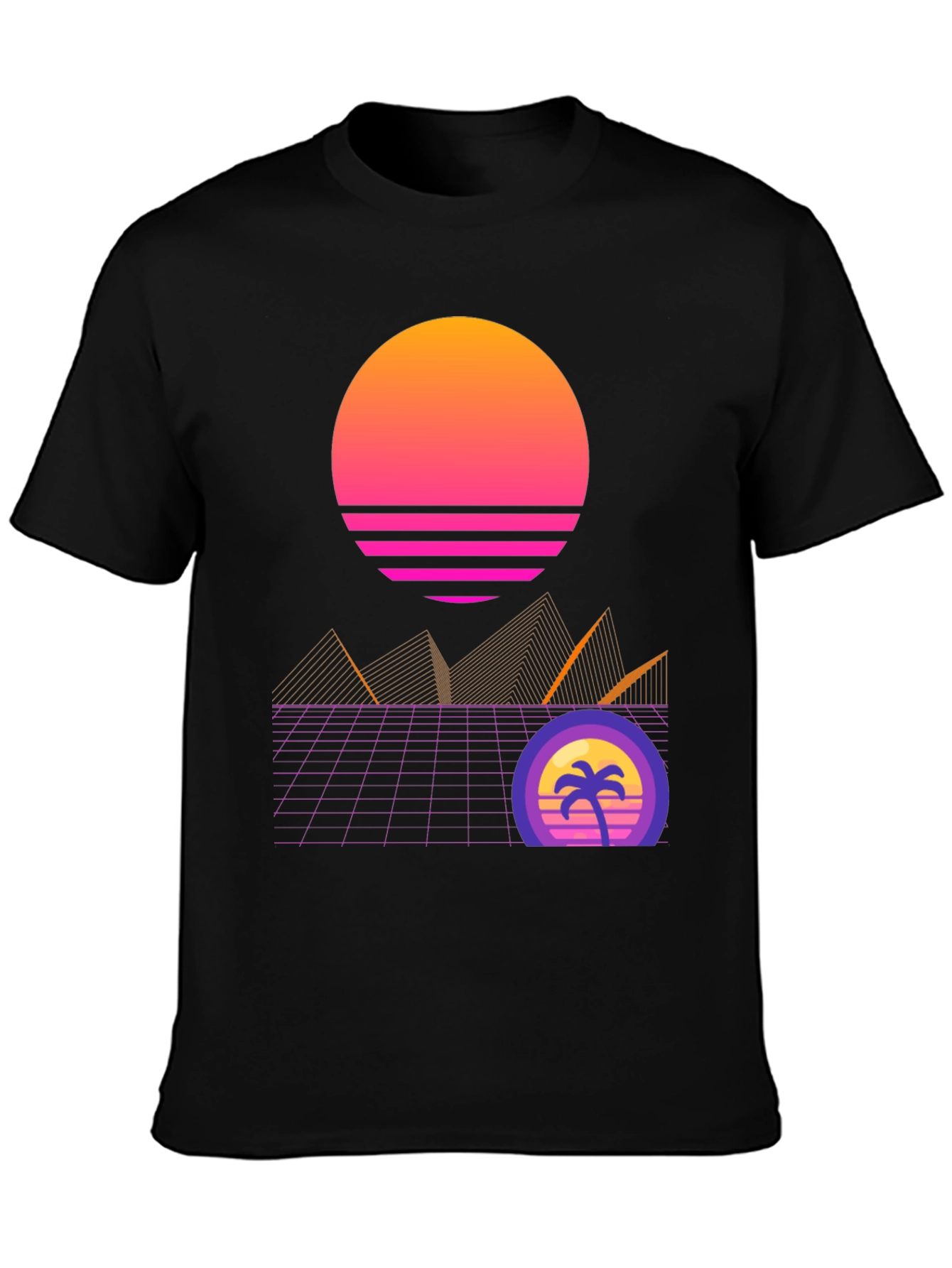 Retro Sunset Graphic T-Shirt - Black