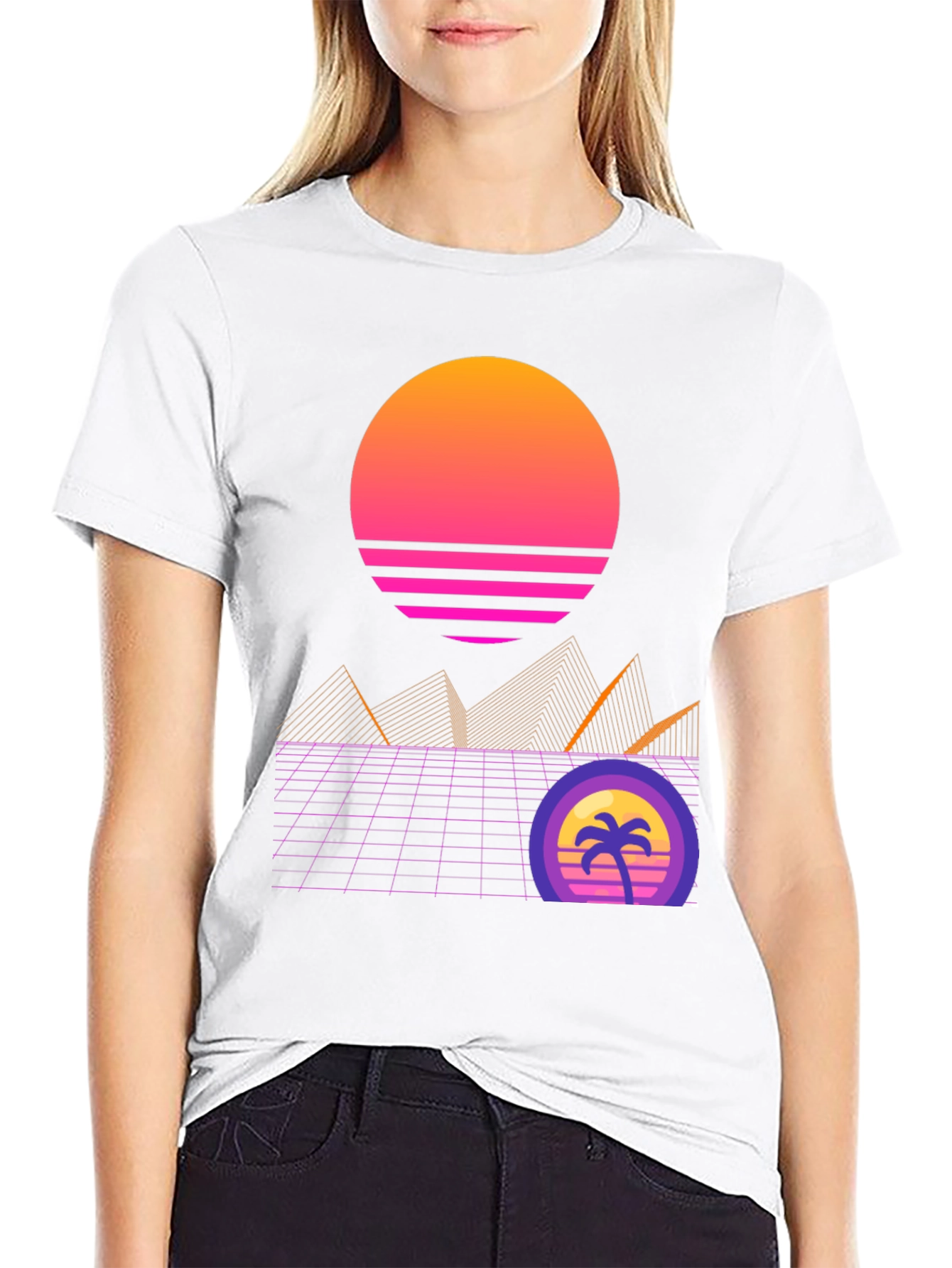 Retro Sunset Graphic T-Shirt - Black