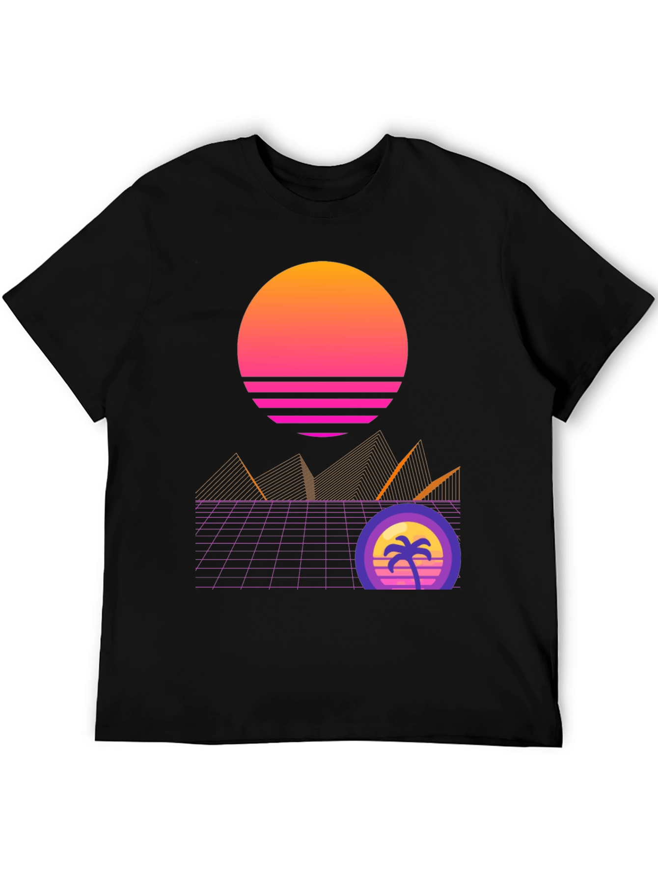 Retro Sunset Graphic T-Shirt - Black