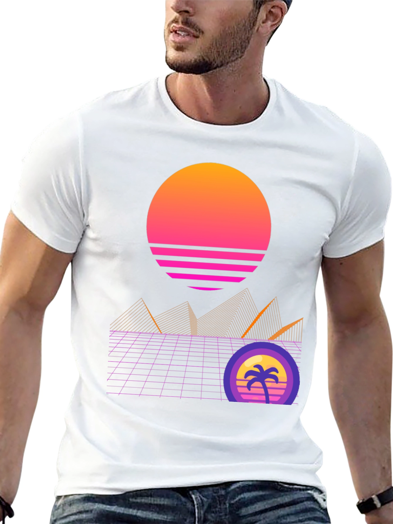 Retro Sunset Graphic T-Shirt - Black