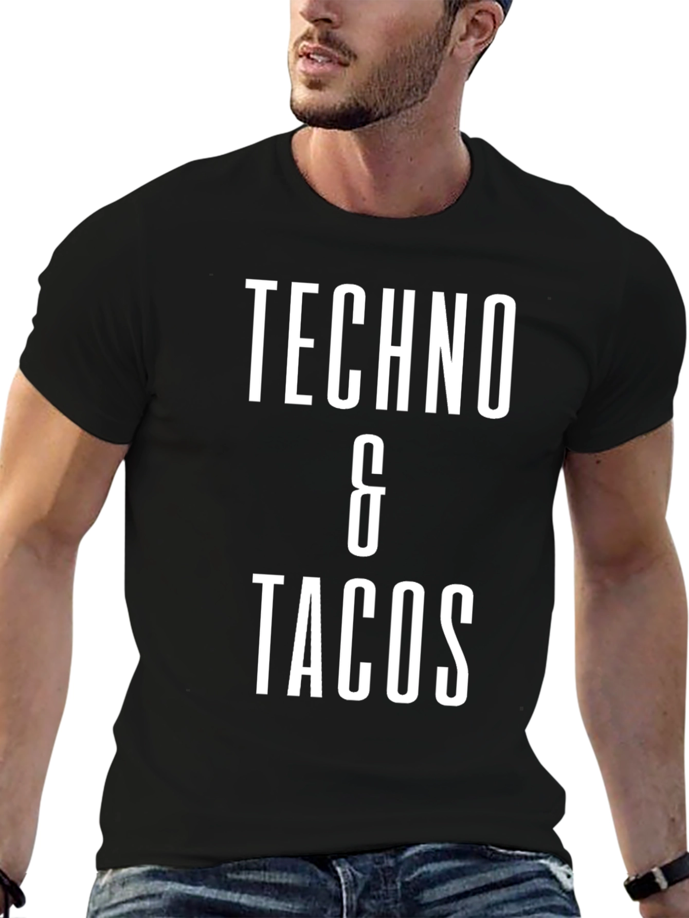 Techno & Tacos Graphic Tee - Black Cotton Blend