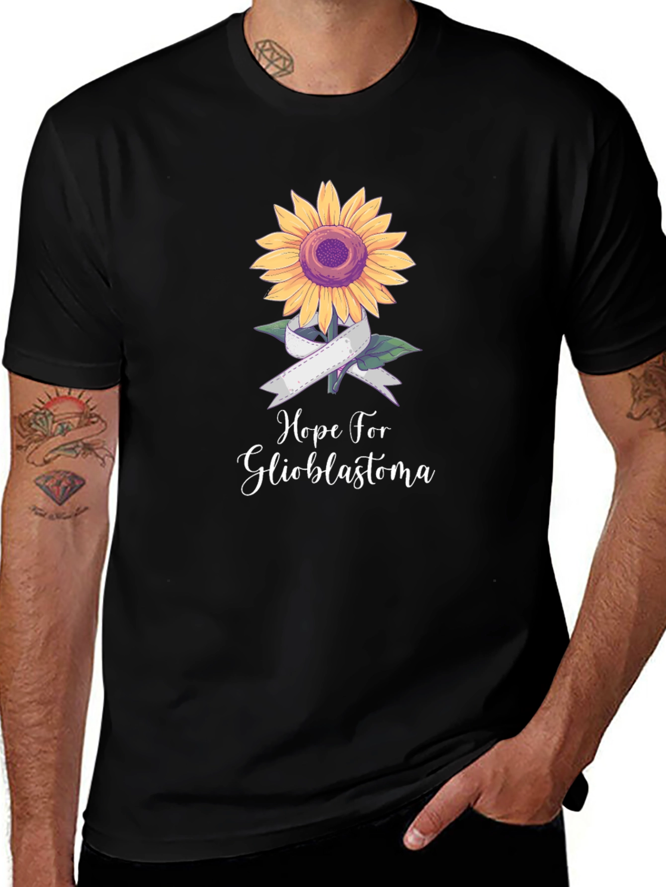 Hope for Glioblastoma Sunflower Ribbon T-Shirt