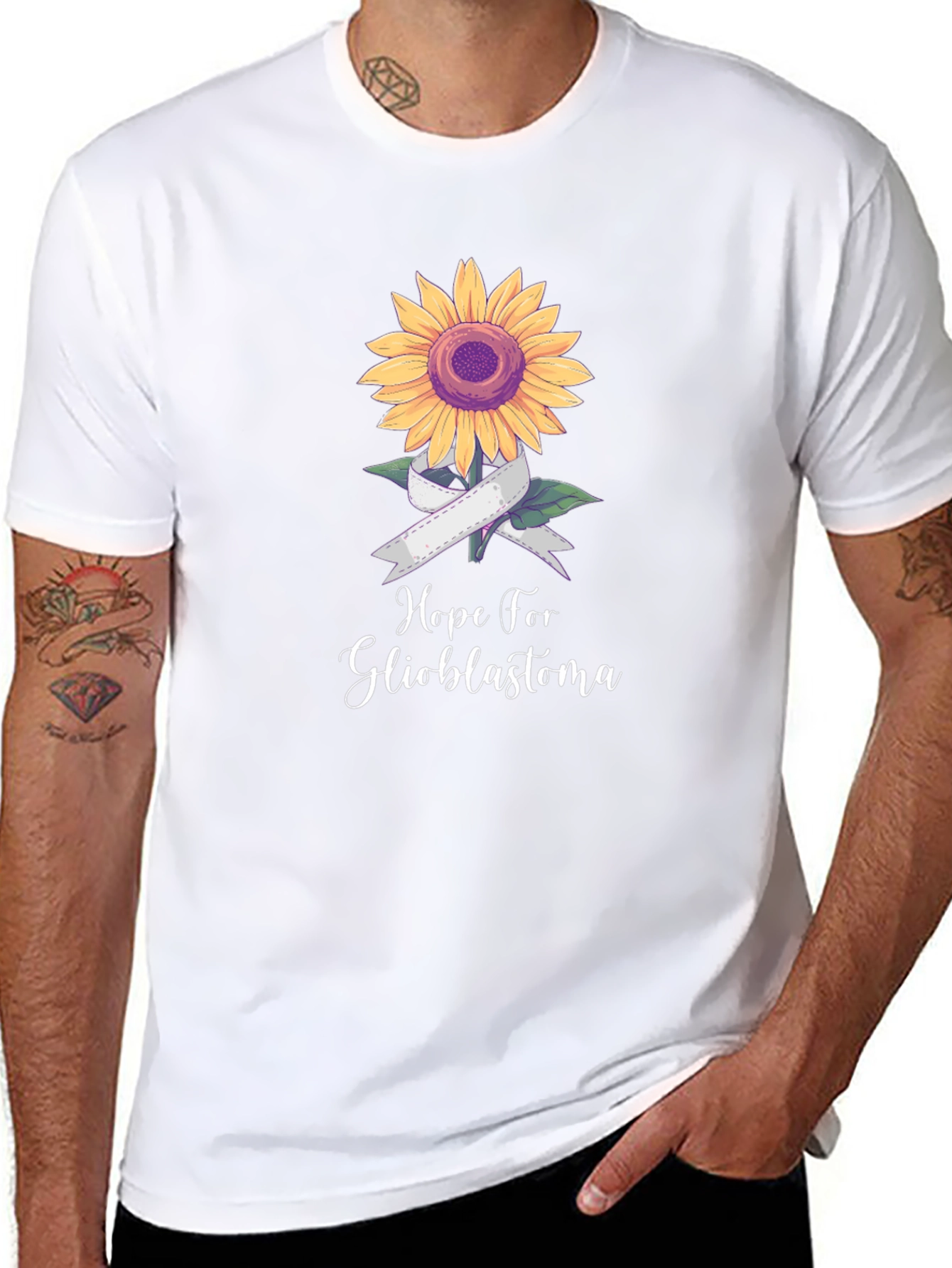 Hope for Glioblastoma Sunflower Ribbon T-Shirt