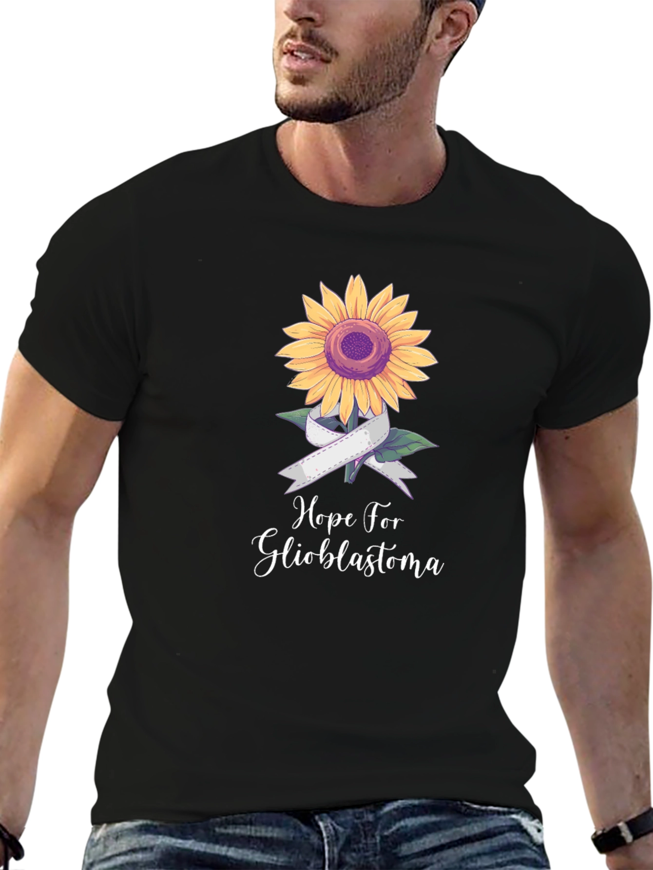 Hope for Glioblastoma Sunflower Ribbon T-Shirt